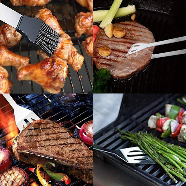 20-delad Grillverktygsset i Rostfritt Stål, Komplett Bärbar Grillutrustning, Perfekt Present till Pappa Man, Tillbehörssats