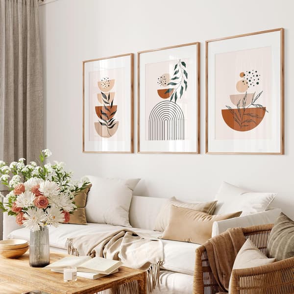 Set med 3 väggkonstposters för sovrum, hem eller kusindekor - Boho-stil väggkonst för vardagsrum