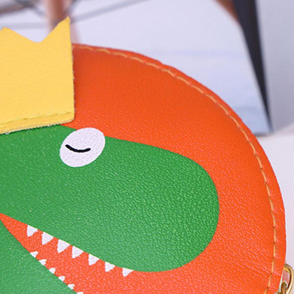 Barnflickor Cartoon Dinosaur Axelväska Crossbody Väska PU Läder Satchel Liten Tote Myntplånbok Gul