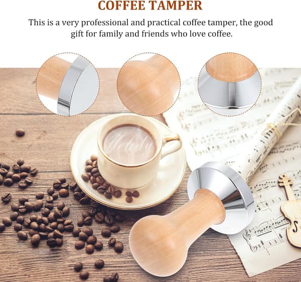 304 Stainless Steel 58mm Coffee Tamper with Spring, Flat Espresso Press Tool