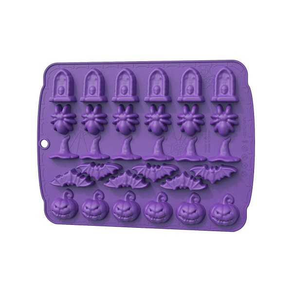 Halloween Ferieforme Tilbageholdende DIY Bageudstyr Håndlavet Silikonforme 4 Farver Lilla