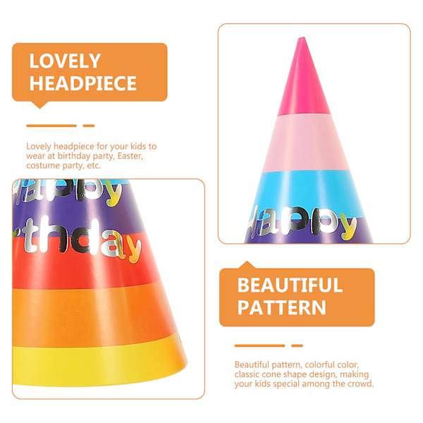 32 st Barnkalashattar Pappershattar Party Cone Hat Dekorationer Blandade Färger 20x15cm