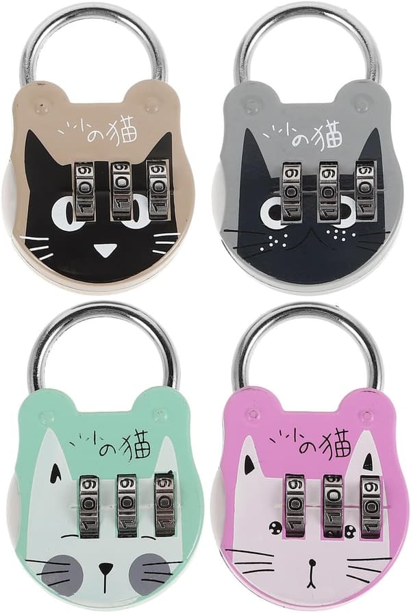 4pcs Mini Digital Combination Padlocks Stainless Steel Security Lock with Spring Button