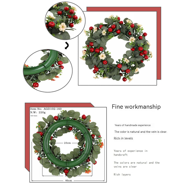 Julkrans dörrkrans utomhus konstgjorda kransar juldekorationer jul