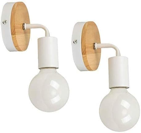 Packs Modern Wrought Iron Wooden Wall Lamp E27 (Without Bulb)