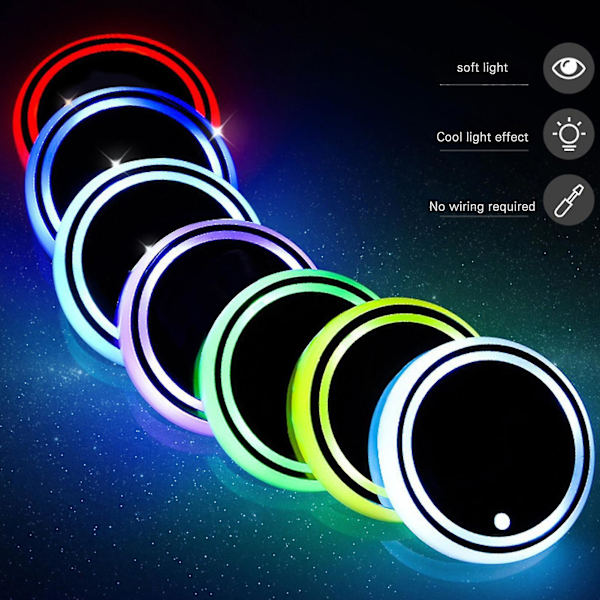 LED-auton lasinalunen Universaali Liukumaton Kupinpidike Valoisa Lasinalunen
