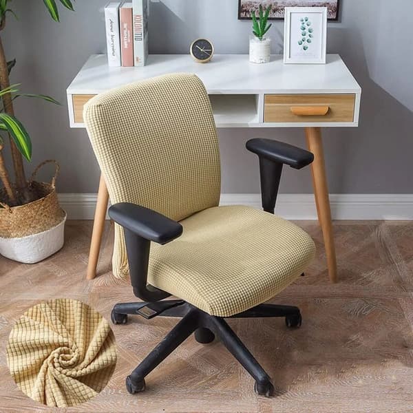 Elastisk beskyttende trekk setetrekk for kontorstol kontor svingstol, beige