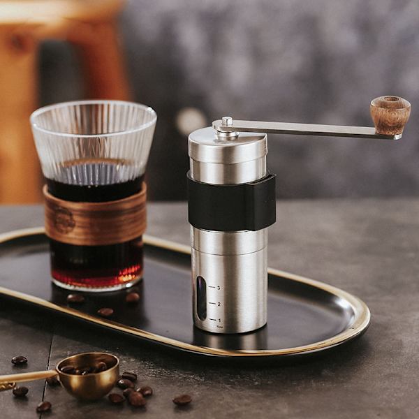 Håndkvern for kaffe, bønnekvern, bærbar minikvern for kaffe med justerbare innstillinger, egnet for bruk hjemme, på kontoret