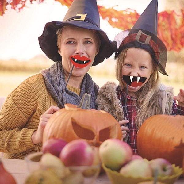 20 st Halloween Party Kortmasker Pumpa Fotobås Rekvisita Fototillbehör Kostymrekvisita