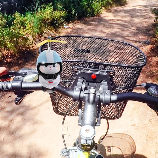 Cat Bicycle Handlebar Mount Cat Doll with Propeller Helmet - Bike Decoration Accessory
