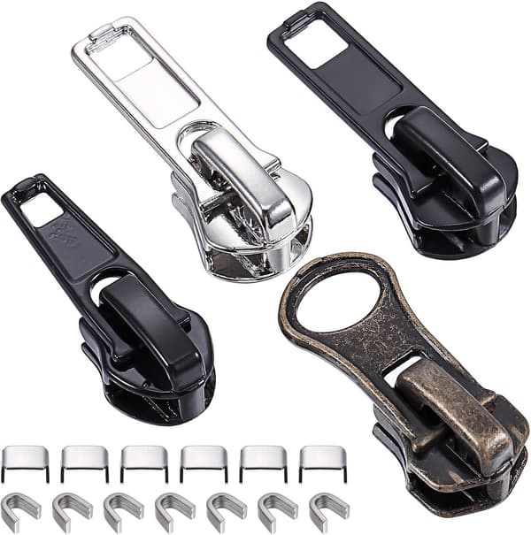 57 Pcs Resin Zipper Head Replacement Kit with Pullers, Universal Zipper Slider Repair Kit