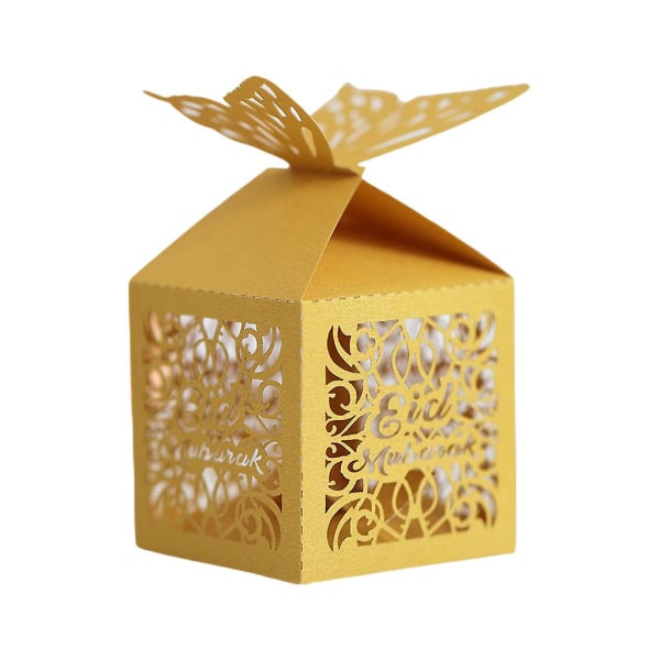 Gull 100 pakke sommerfugl Mubarak dekorativt papir hulkuttet godteriboks Oppbevaring Festutstyr Gull
