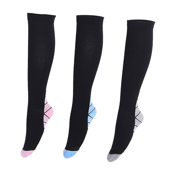 3-pack kopparkompressionstrumpor för medicinsk rosa L-XL rosa pink
