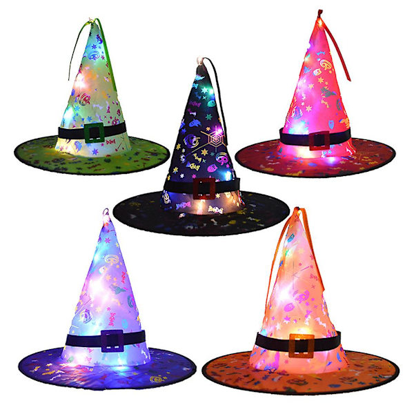 Ljusande Häxhatt Halloweenpresent För Barn Att Leka Med På Natten Glow svart