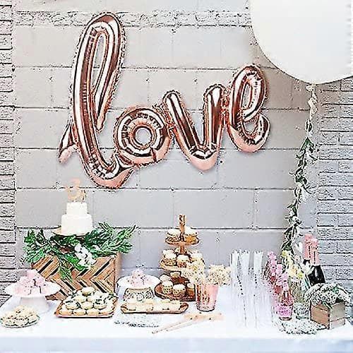 Valentinsdagdekorasjoner, 100 cm Rosegull Love Ballongsett