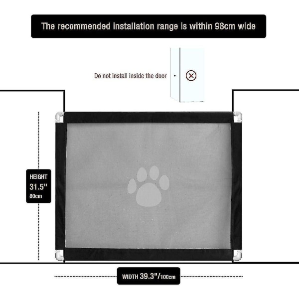 Magisk hundedør, bærbar hundesikring, nem at installere og låse kompatibel med kæledyr Hold hunde væk fra køkken/ovenpå