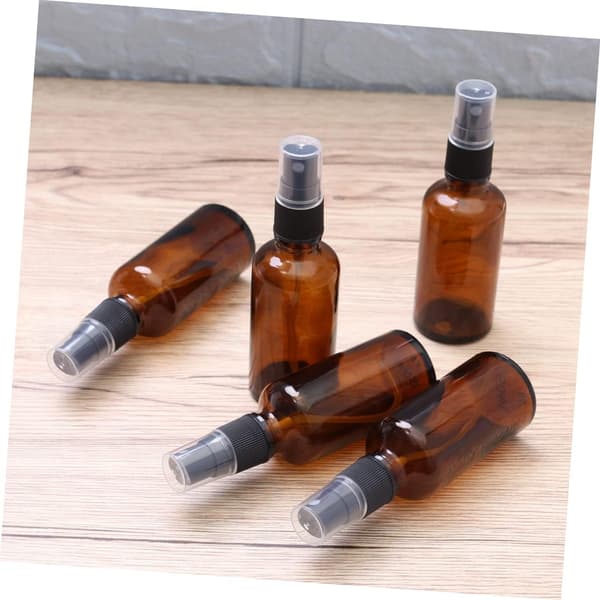 6 stk Tomme Glassflasker Brun Sprayflaske Eterisk Olje Sminkedispenser Påfyllbar for Flytende Duft