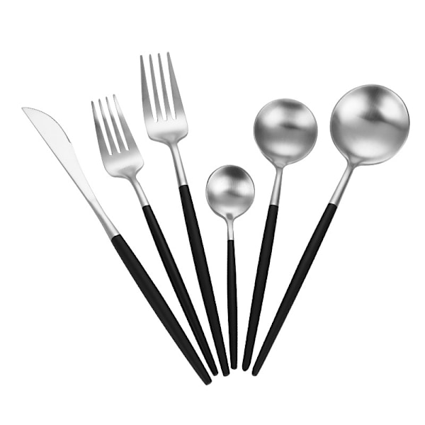 Mat Sort Sølv Sæt, Moderne Rustfrit Stål Bestik Sæt, Bestik Sæt til Hjemmet og Restauranten, Satin Finish, Opvaskemaskine Sikker