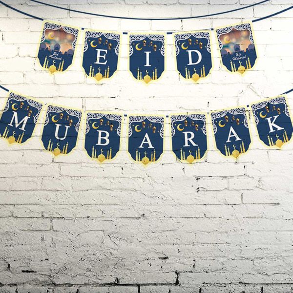 Stil 1 Mubarak Banner Måne Stjerne Slott Henger Dekorasjon Flagg Fest Dekorasjon Forbruksvarer Stil 1