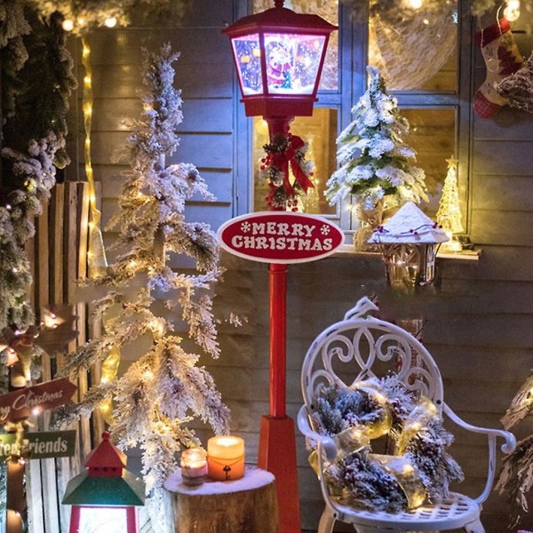 20/50 cm LED-lys opp julegatelys Søt tegneserie julenisse snømann Juleserien lyktestolpe med kransbueskilt 20 cm snømann