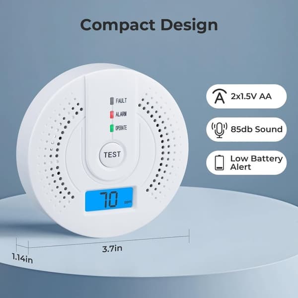 Carbon Monoxide Detector - Portable Carbon Monoxide Alarm - Carbon Monoxide Detector with LCD Screen