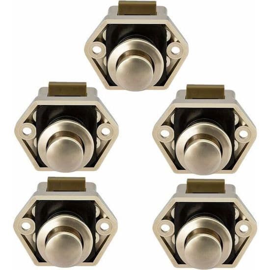 Push Button Lock - PZCC - 5-pack - Nickel - Metal & ABS - 37 mm center distance