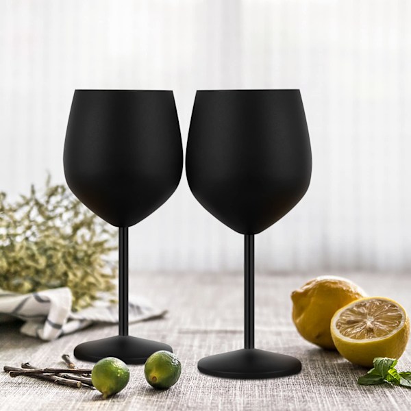 2 PCS（black）Wine Lovers Wine Glasses, stainless steel, Classic Stemmed, Dishwasher Safe, Professional Quality Red Wine Glass Gift Set