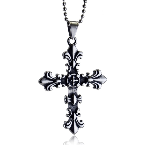Korshänge i rostfritt stål, gotiskt halsband, halloweenhalsband, jul- och nyårssmycken för kvinnor (singel)
