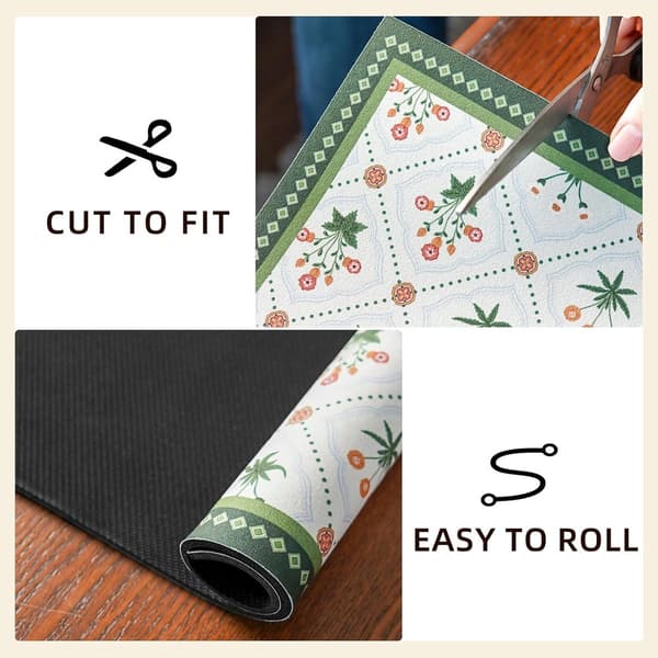 Silicone Dish Drying Mat, Absorbent Non-Slip Drainer Pad for Sink, Kitchen Counter, Coffee Maker, Green 40x60cm