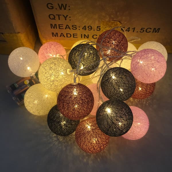 Vingröda, 1,5M bomullsstrenglys, 10 LED-lys soverom