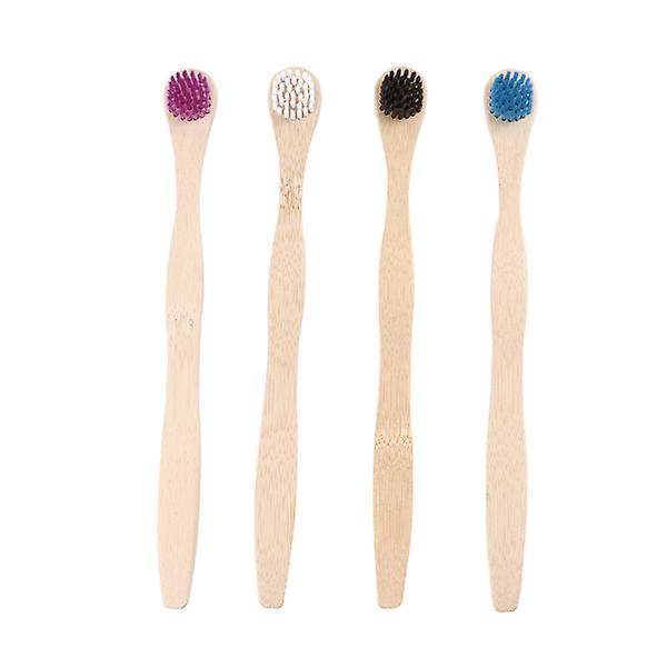 4pcs Tongue Cleaner Scraper Bamboo Toothbrush Tongue Brush For Oral Deeply Cleaning (white Blue Black Violet)