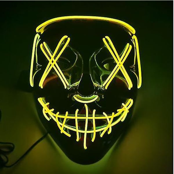 Neon Stitch Mask LED Trådglöd Maskerad Rena Halloween Cosplay Mask_Gul