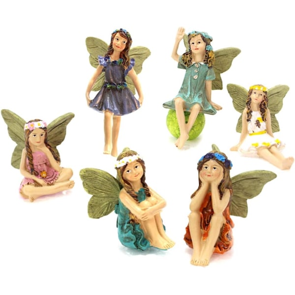 Set med 6 miniatyrfefiguriner för utomhus- eller heminredning (142 mm)