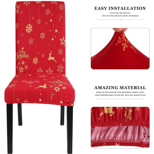 Julstolsöverdrag Set om 4 Stretch Stolsöverdrag Universal Modern Jul Festlig Slipcover Dekorationsskydd