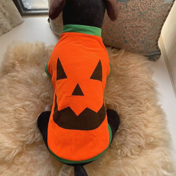 Hundekostume Halloween T-shirt med græskarhoved - Små Hunde