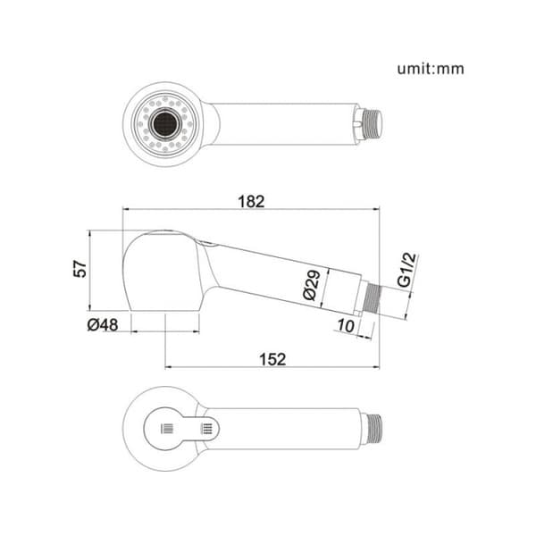 Chrome kitchen faucet spray head with 2 jets