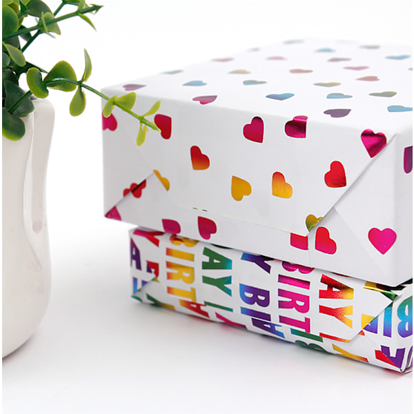 Gavepapir, julegavepapir, 12 stykker 50 * 70cm (kærlighed * 3 + femtakset stjerne * 3 + prik * 3 + bogstav * 3)