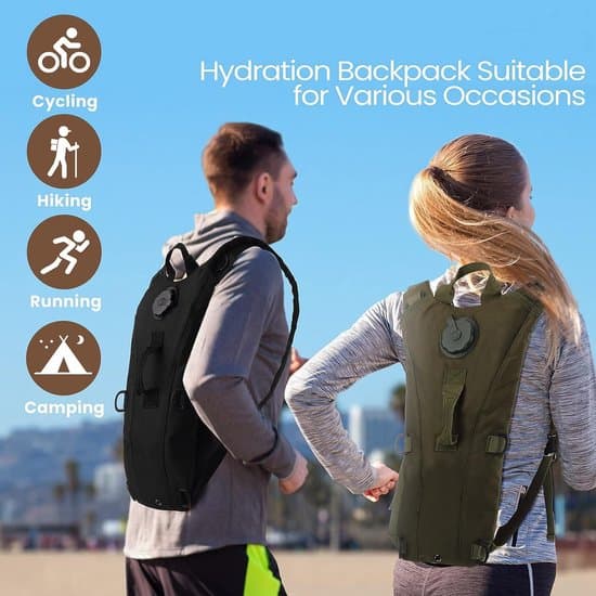 Outdoor Hydration Backpack, 3L, 18x48x2 cm, Military Green