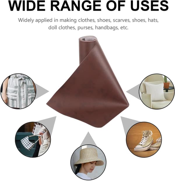 PU Leather Sheet for Crafts and DIY Leatherwork, Brown-Black Grain Texture 20x120cm Roll