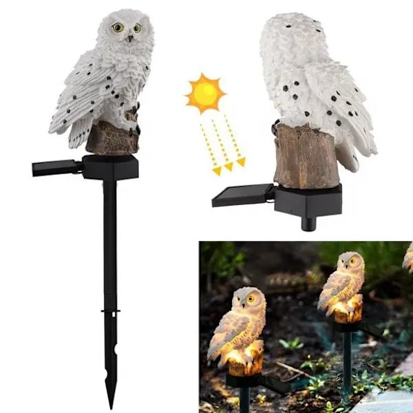 Dazzle Bright Uggla Figur Solcells LED-lampor, Harts Resin Trädgård Vattentäta Dekorationer med Insats för Utomhusgård Stigen Utomhus Gräsmatta Dekoration för att Skrämmas