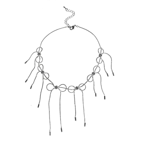 Elegant Metall Bowknot Halsband Trendigt Fjärilsrosett Berlock Halssmycke kompletterar enkelt olika outfits och stilar.