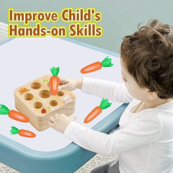 Trælegetøj til 1 2 3-årige babydrenge og piger, Montessori-legetøj Gulerodshøst Spil Form & Sortering Matchende puslespil