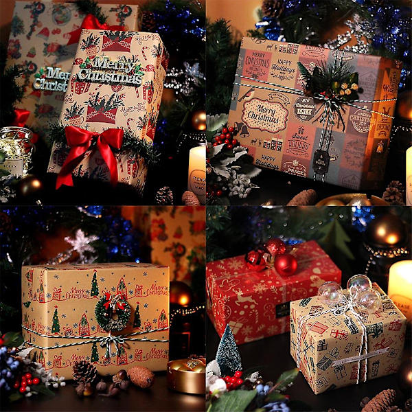 5 Ark Julpapper Presentpåse Förpackning Handgjort Inpackning Snöflinga Dekoration Buketttillbehör