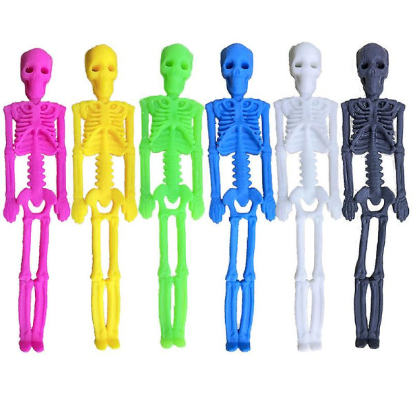 6st intressanta stretchiga leksaker Halloween skelett tryckleksaker Bedårande barnleksaker Blandad färg Assorted Color 22X4.5CM