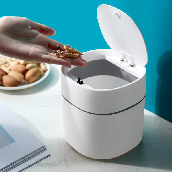 Moderne Mini Søppelbøtte i Plast med Lopp for Baderom, Skrivebord, Bordplate eller Kaffebord - Kast C