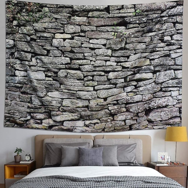 Vintage grå murstensvæg Tapestry Væghængende indretning til soveværelse