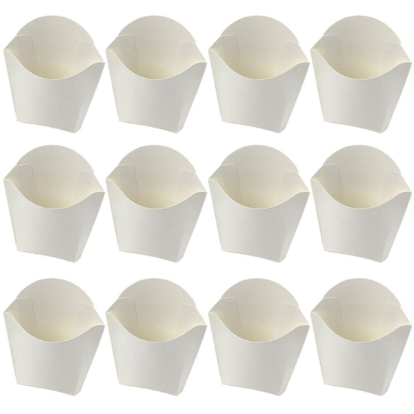 50 st Popcornbehållare Popcorn Treat Box Individuella charkbägare Pommes frites Bägare Vita11X10X5C White 11X10X5CM