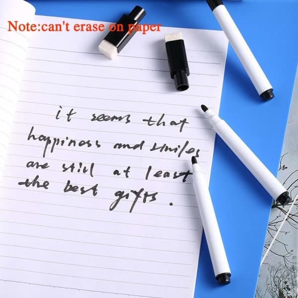 20 små whiteboardpenne - sorte whiteboardpenne med viskelæder, fin spids, whiteboardpenne til børn (sort)