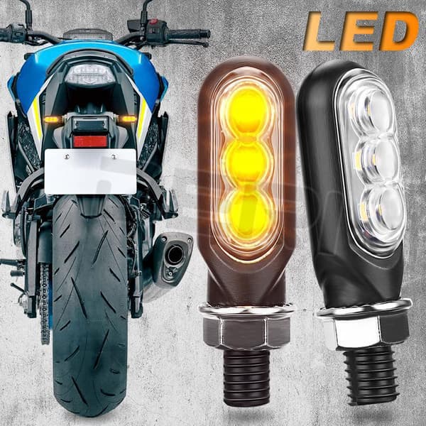 2 stk. 3LED Mini-kørelys til motorcykel Blinklys LED S