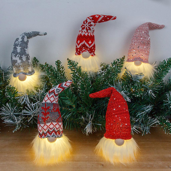 Christmas Gnomes 5-Pack LED Light Up Girls Baby Shower Bursdagsgaver